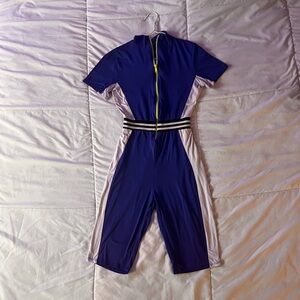 Fashion Nova Blue and White Jumpsuit
